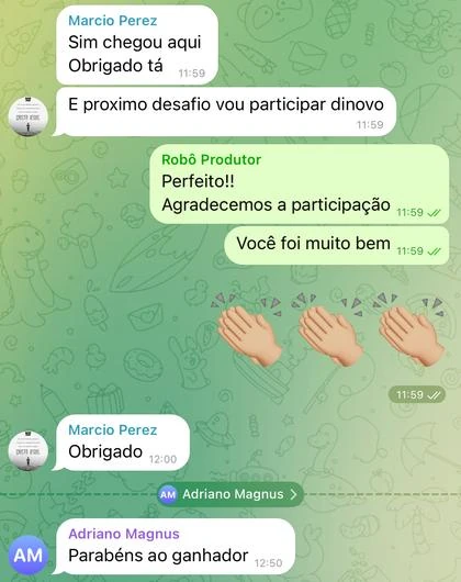 Agradecimento de participante