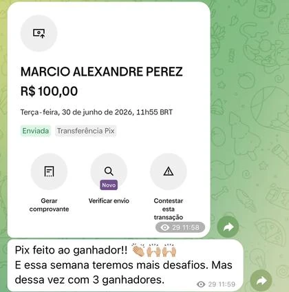 Prêmio pago via Pix